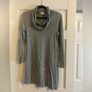 EVERLY | gray cowl neck lightweight short sweater dress